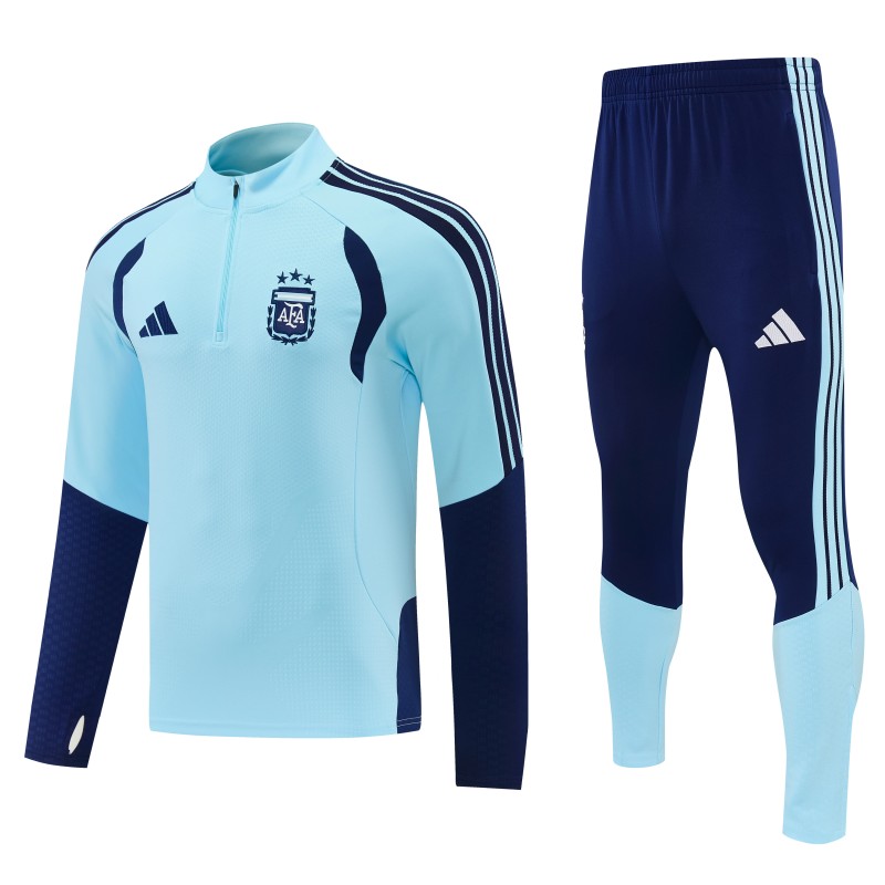 26/27 Argentina Sky Blue & Navy Blue Half Zipper Jacket Tracksuit + Long Pants
