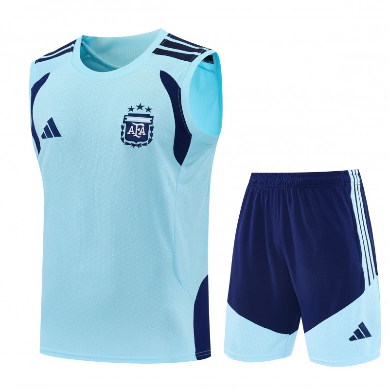 26/27 Argentina Sky Blue Sleeveless Training Vest +Soccer Shorts