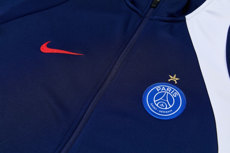 26/27 Paris Saint-Germain Navy Blue & White Full Zipper Jacket Tracksuit + Long Pants (Home)