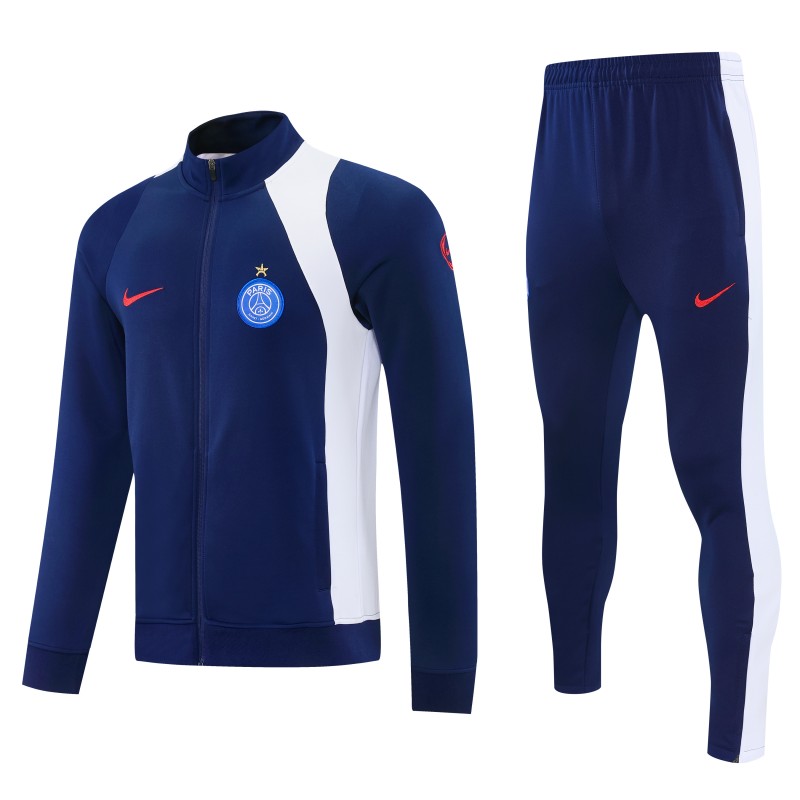26/27 Paris Saint-Germain Navy Blue & White Full Zipper Jacket Tracksuit + Long Pants (Home)