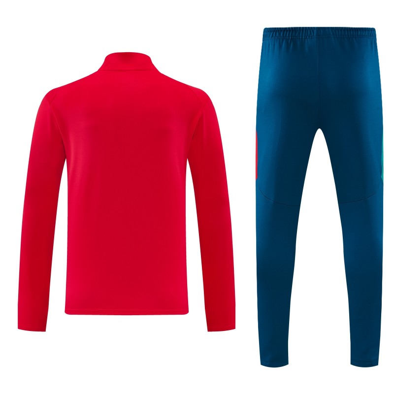 26/27 Portugal Red&Teal Half Zipper Jacket Tracksuit + Long Pants
