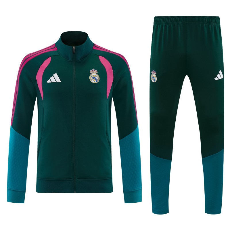 26/27 Real Madrid Dark Green Full Zipper Jacket Tracksuit + Long Pants