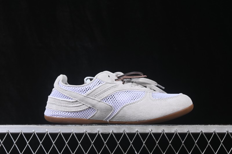 Miumiu Gymnasium 26s Spring Summer Runway Multi-Element Clash Round Toe Lace-Up Mesh German Trainer Shoes Leather