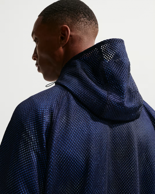 26/27 France Navy Blue Mesh Anthem Full Zipper Hooded Windbreaker Jacket
