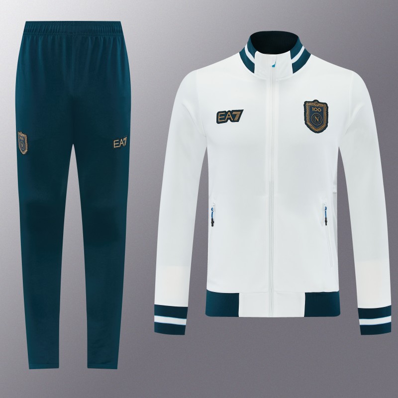 26/27 SSC Napoli  White Full Zipper Jacket Tracksuit + Long Pants