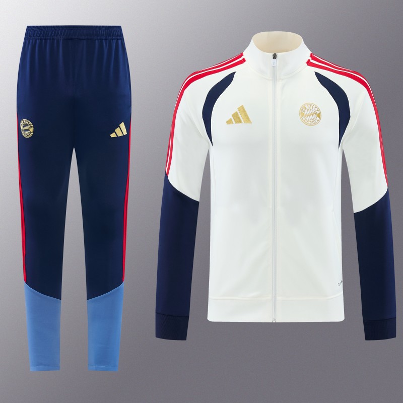 26/27 FC Bayern München 02  White Full Zipper Jacket + Long Pants
