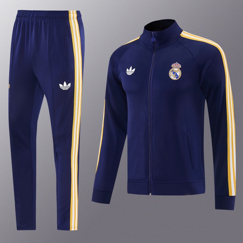 26/27 Real Madrid Navy Full Zipper Jacket Tracksuit + Long Pants
