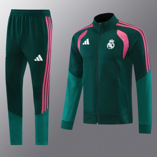 26/27 Real Madrid 02 Dark Green Full Zipper Jacket + Long Pants