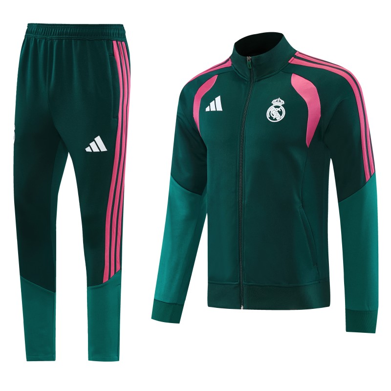 26/27 Real Madrid 02 Dark Green Full Zipper Jacket + Long Pants