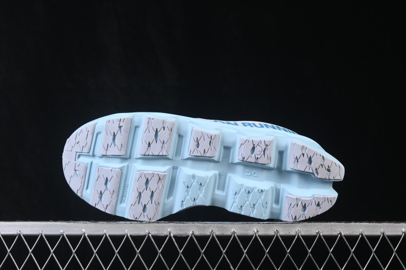 On Cloudmonster 3 Cushioned Running Shoes – White/Light Blue with Silver-Grey Logo
