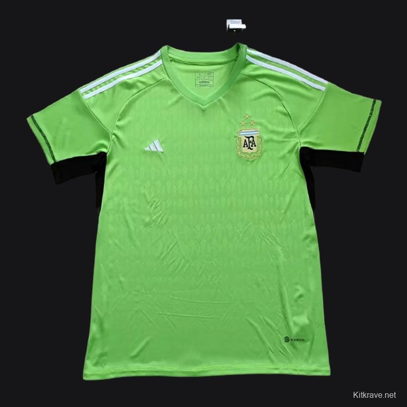 3 Stars 2023 Argentina Green E.Martinez Goalkeeper Final Match Jersey With Full Patches