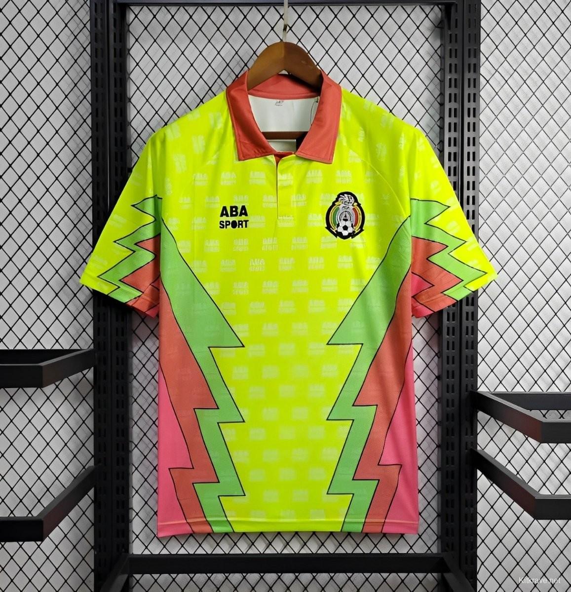 Retro 1995 Mexico CAMPOS 9 Home Yellow Jersey