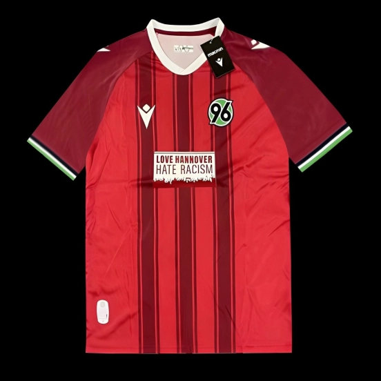 25/26 Hannover 96 Red with Vertical Stripe Pattern Jersey