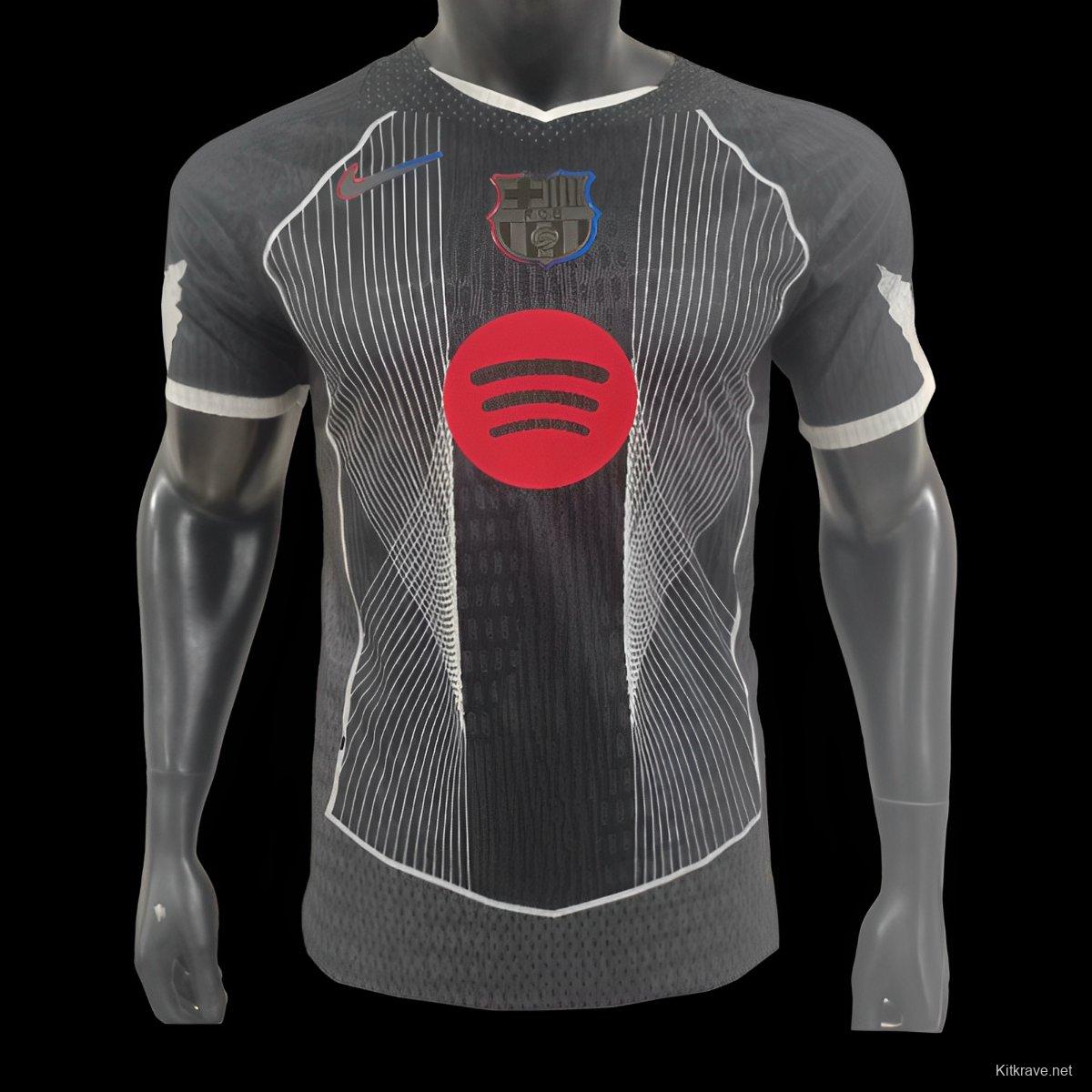 Player Version 25/26 FC Barcelona Black with White Line Pattern Jersey