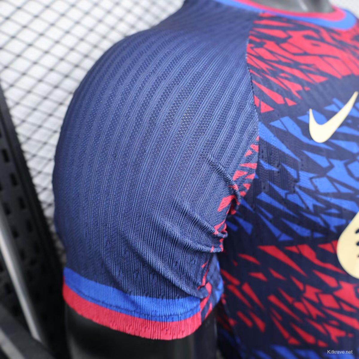 Player Version 25/26 FC Barcelona Navy Blue with Red and Blue Abstract Pattern Jersey