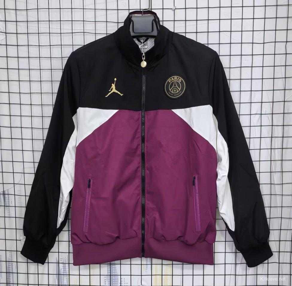 25/26 PSG Black/Purple Full Zipper Windbreaker