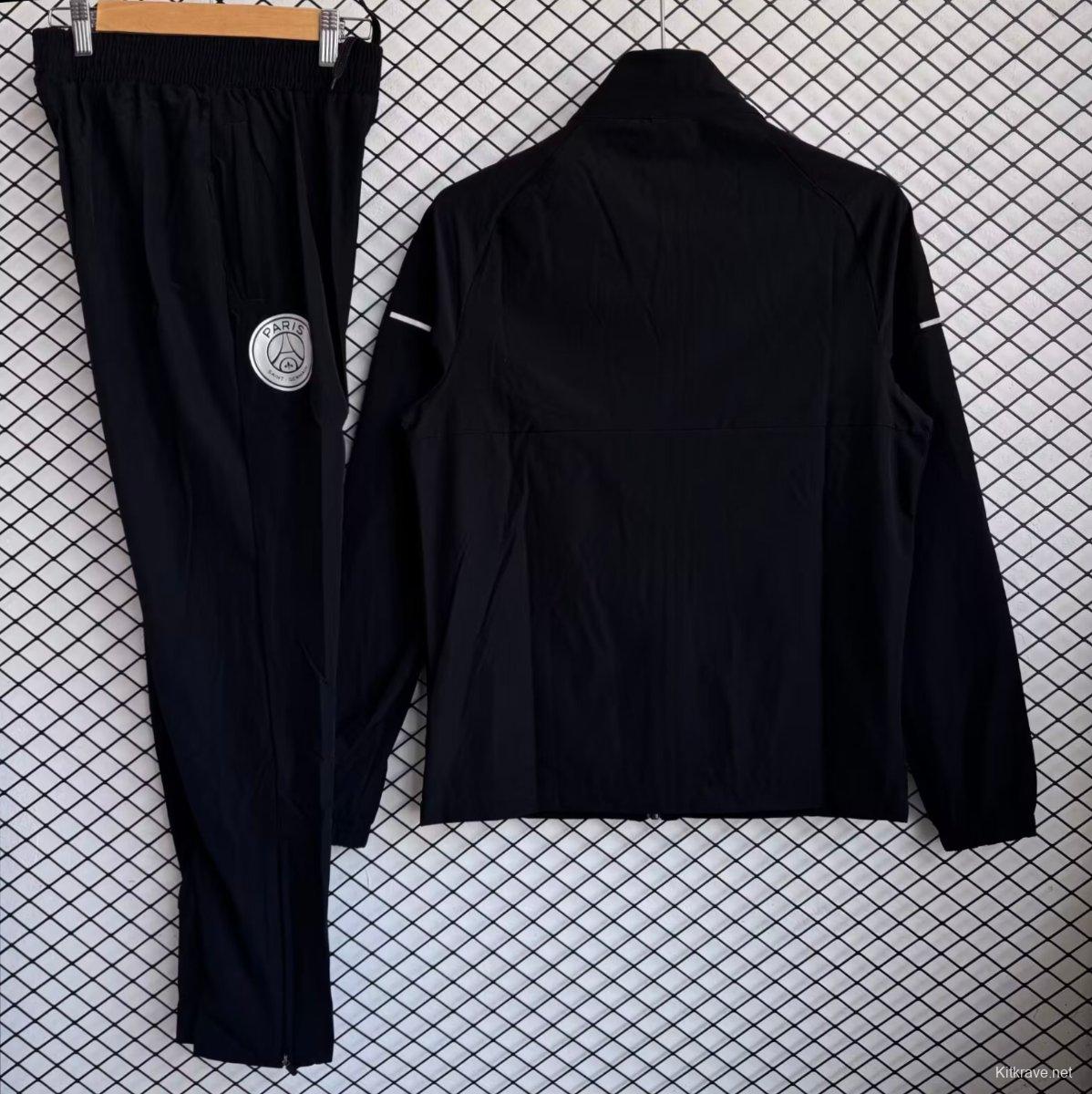 25/26 Paris Saint-Germain Black Full zipper Jacket Tracksuit+ long pants