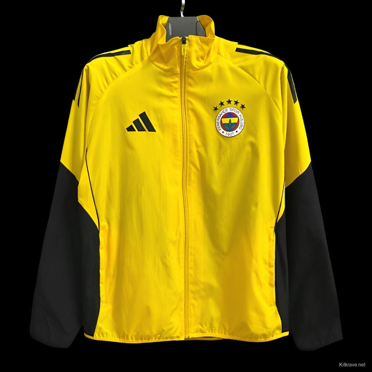 25/26 Fenerbahce Black/Yellow Full Zipper Windbreaker