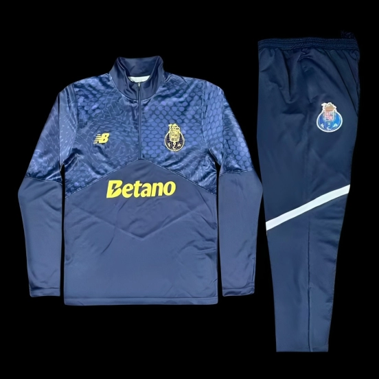 25/26 Porto Navy Blue / Dark Blue Half Zipper Tracksuit+Long Pants
