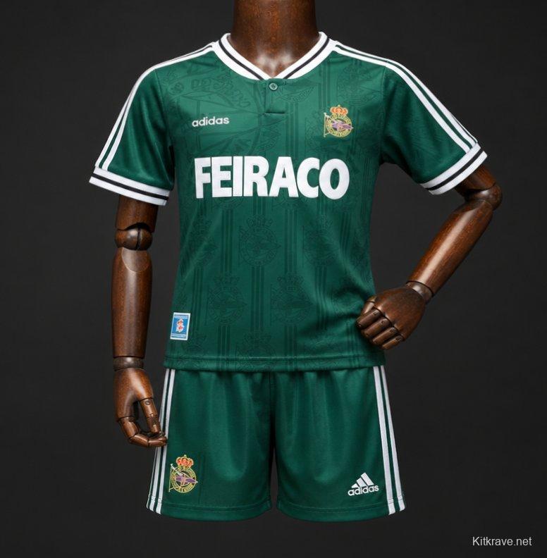 Retro Kids 99/00 Deportivo de La Coruna Away Green Jersey