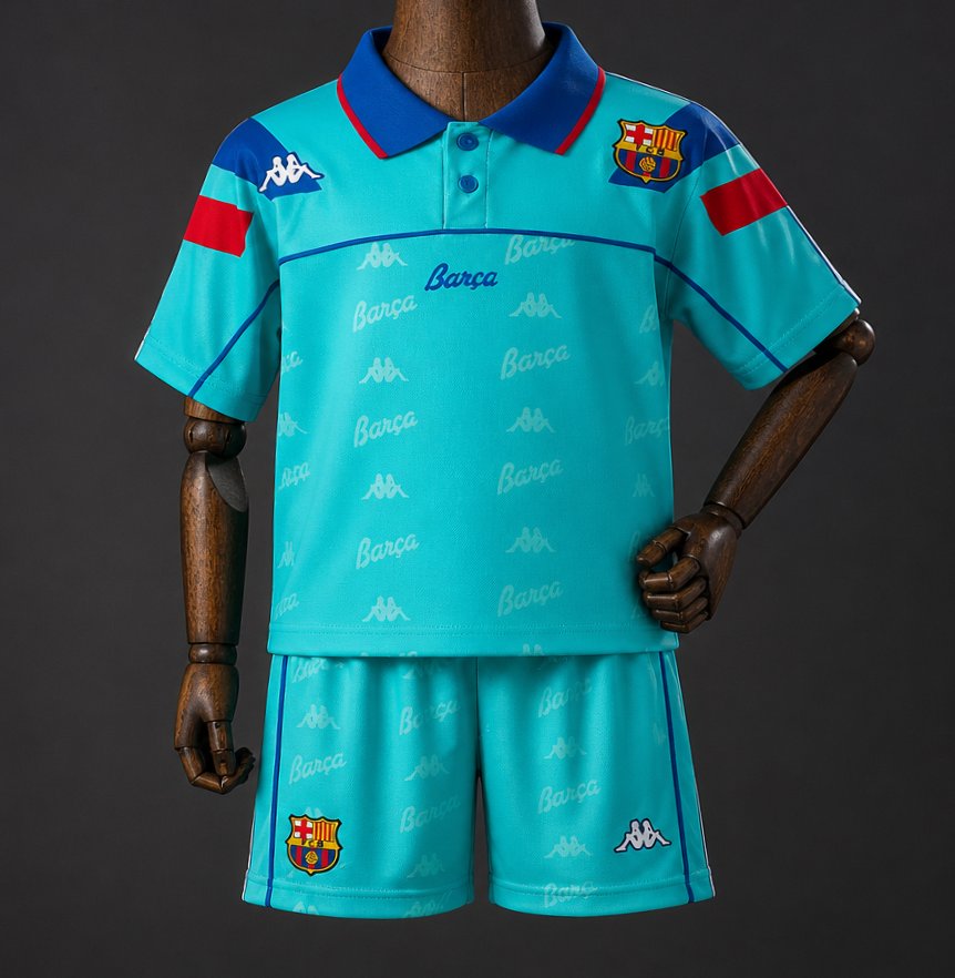 92/95 Kids Barcelona Away Retro Kit Jersey Size 16-28