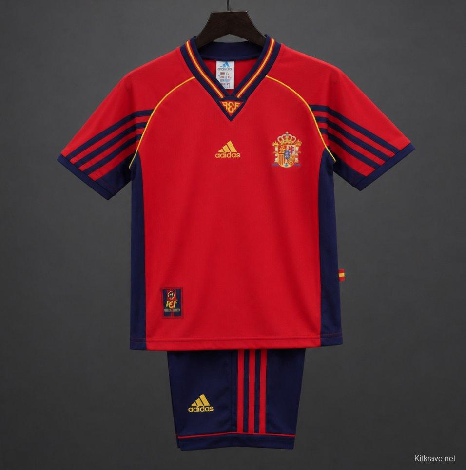 Retro Kids 1998 Spain Home Jersey