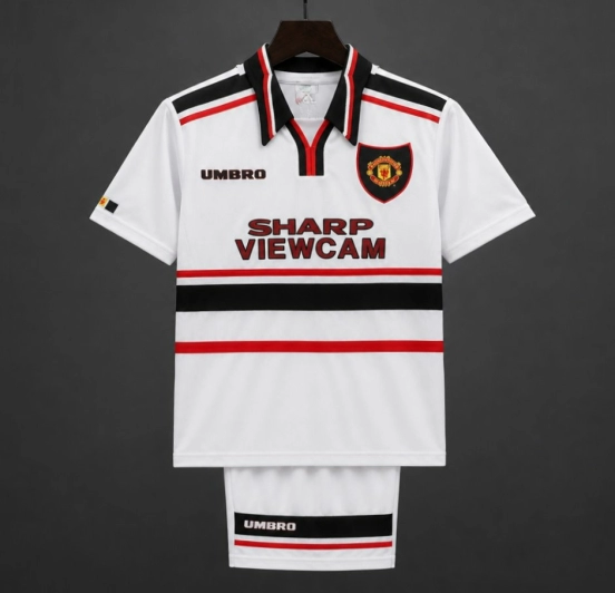 Retro Kids 98/99 Manchester United White Away Jersey