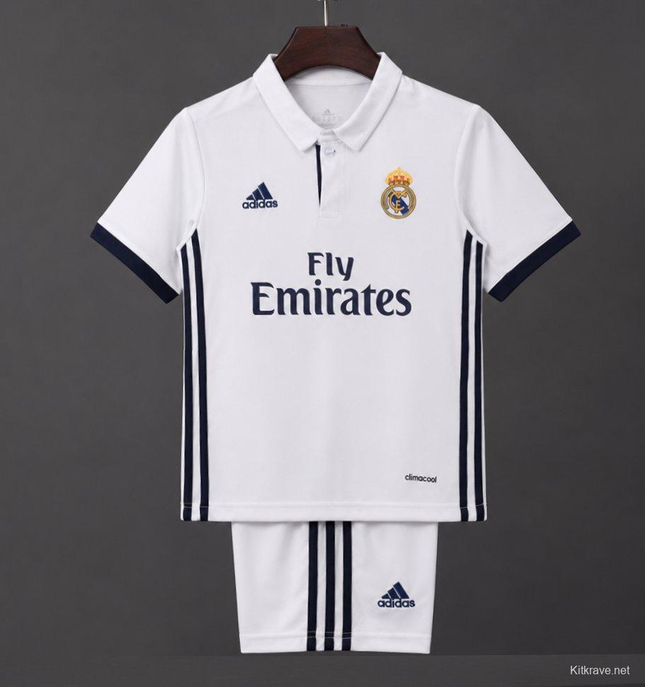 Retro Kids 16/17 Real Madrid Home Jersey