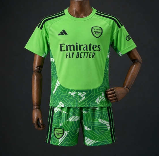 26/27 Kids Arsenal Goalkeeper Neon Green/Dark Green Jersey