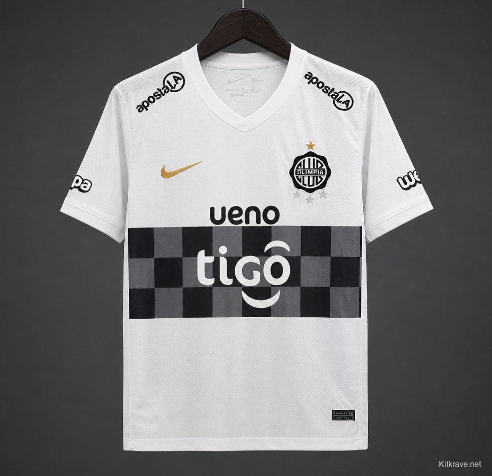 26/27 Olimpia Home White with Black Checkered Panel Jersey