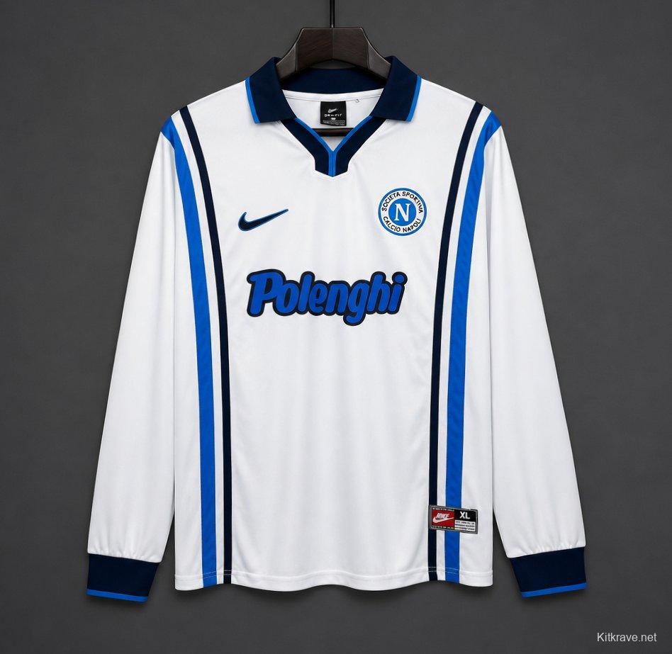 Retro 97/98 Napoli Away White Long Sleeve Jersey