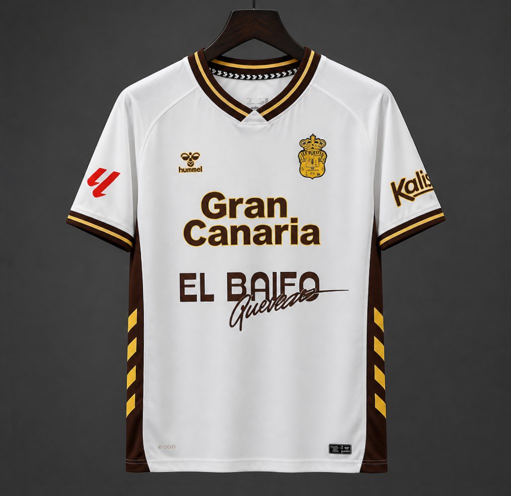 25/26 UD Las Palmas  Away White/Brown Jersey – Quevedo "El Baifo" Limited Edition
