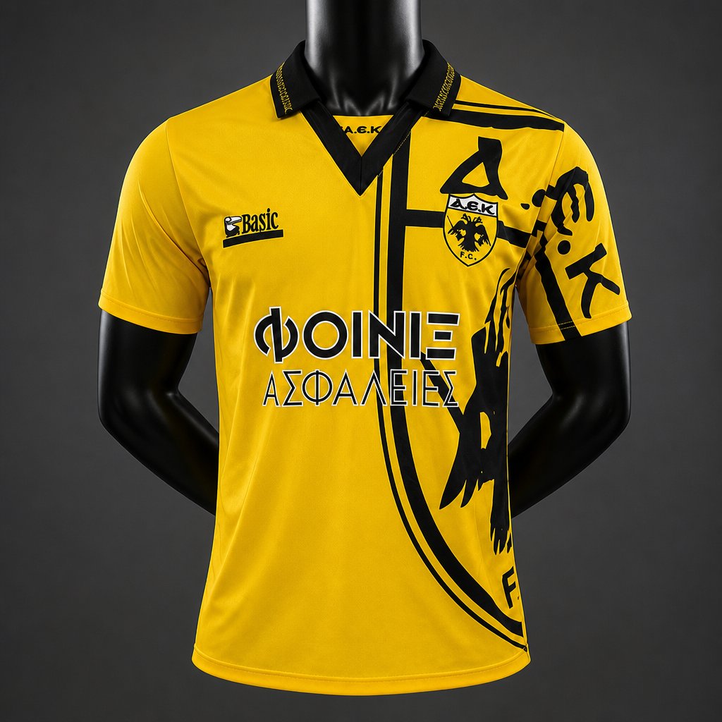 Retro 94/95 AEK Athens Home  Yellow Jersey