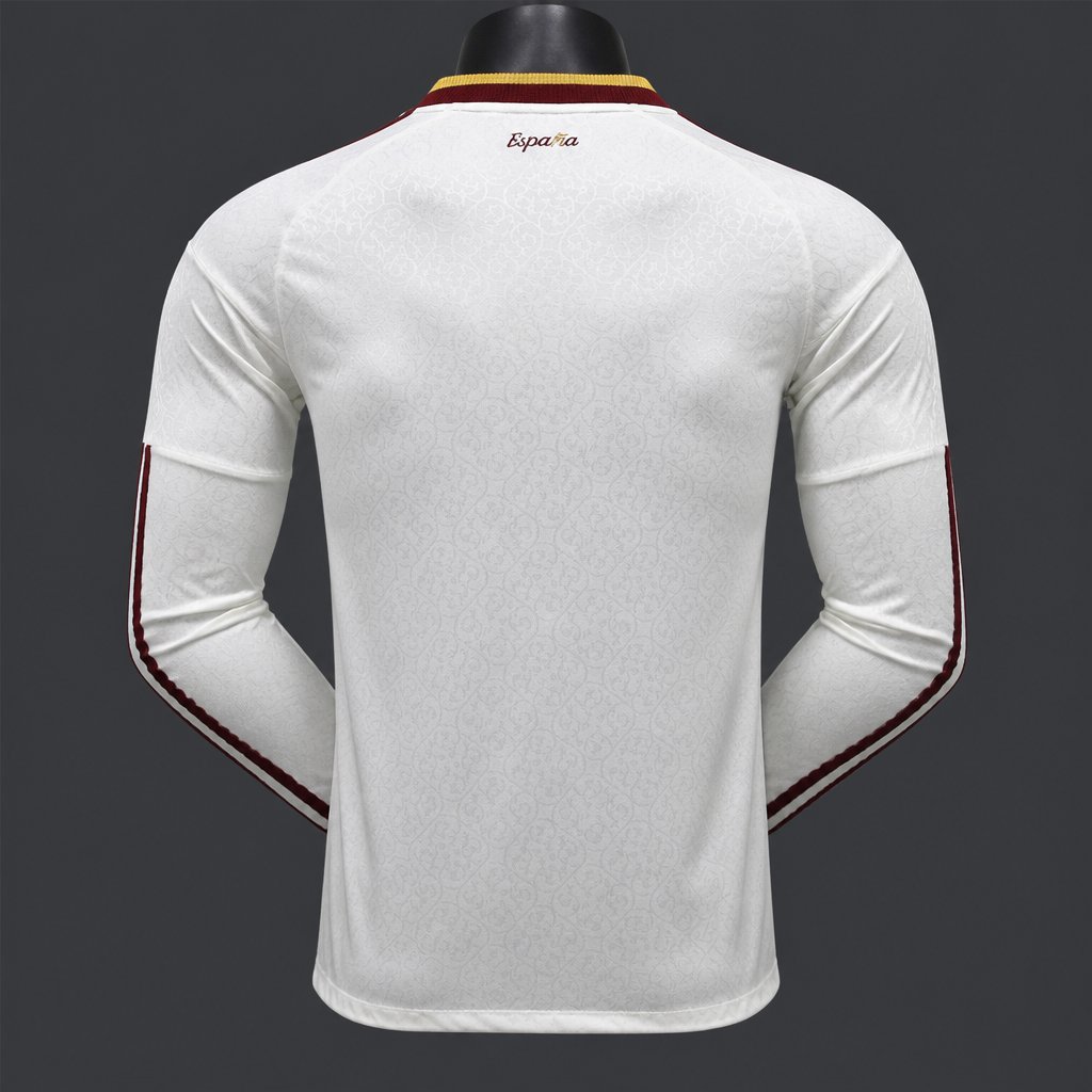Player Version 2 Star 2026 Spain Away White Long Sleeve Jersey With Champion Patch