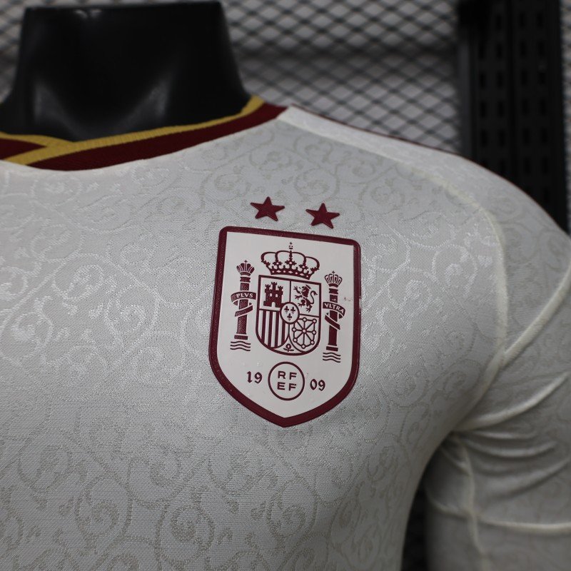 Player Version 2 Star 2026 Spain Away White Long Sleeve Jersey With Champion Patch
