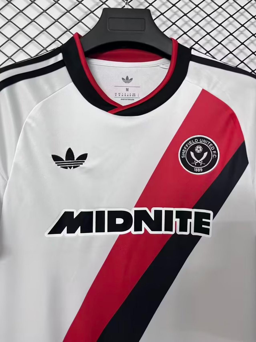 26/27 Sheffield United White with Red & Black Diagonal Stripe Away Jersey