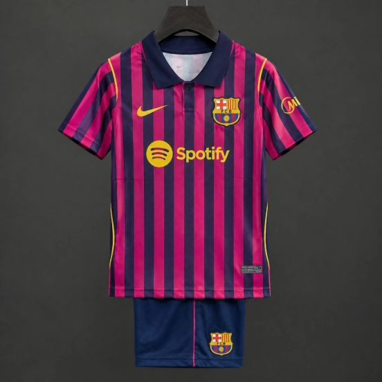 27/28 Kids Barcelona Home Black Red Stripes Jersey
