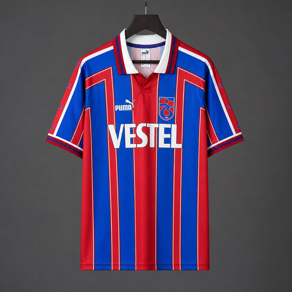 Retro  98/99 Trabzonspor Home Red/Blue Stripes Jersey